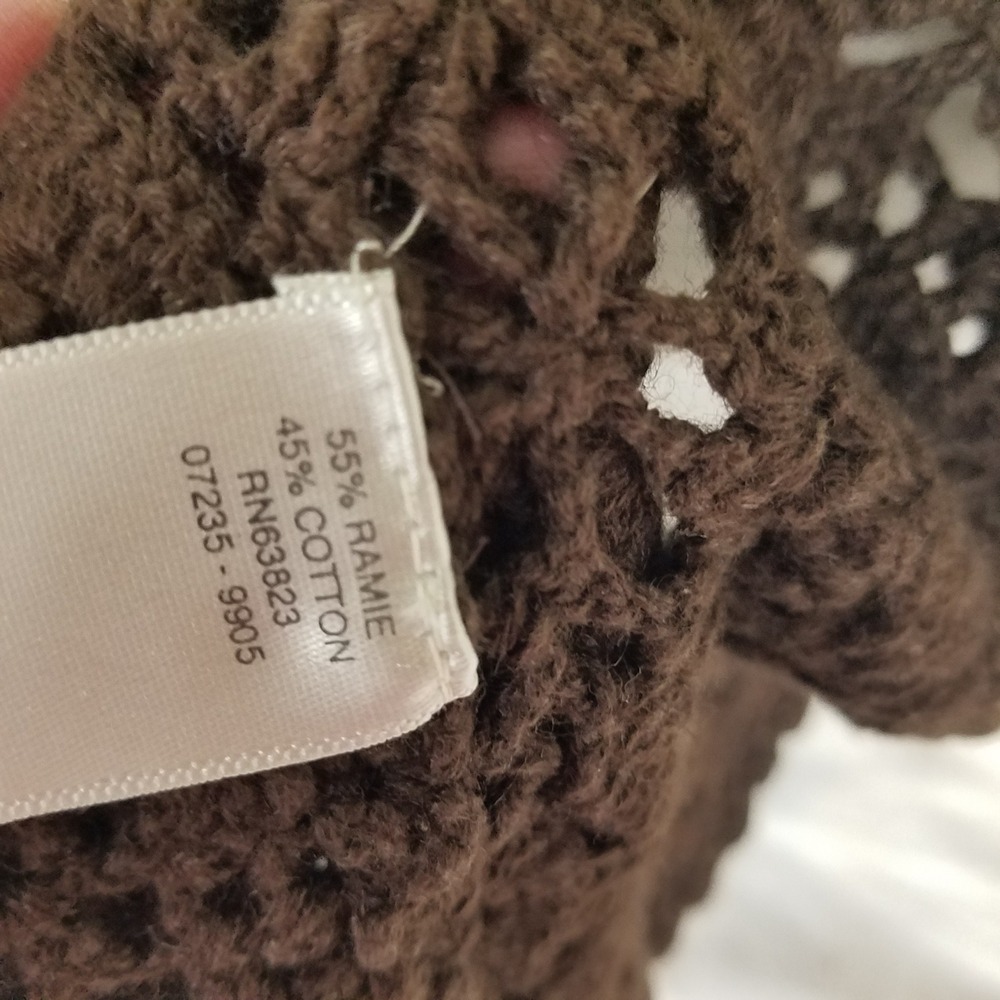 Christopher & Banks Crochet Vest Womens S Brown NWT Floral Ramie Cotton Boho - Picture 4 of 7